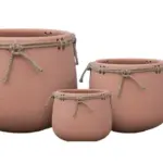3-Piece Rope-Detail Terracotta Decorative Pot Set complete set