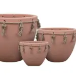 3-Piece Rope-Detail Terracotta Decorative Pot Set complete set