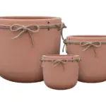 3-Piece Rope-Detail Terracotta Decorative Pot Set complete set