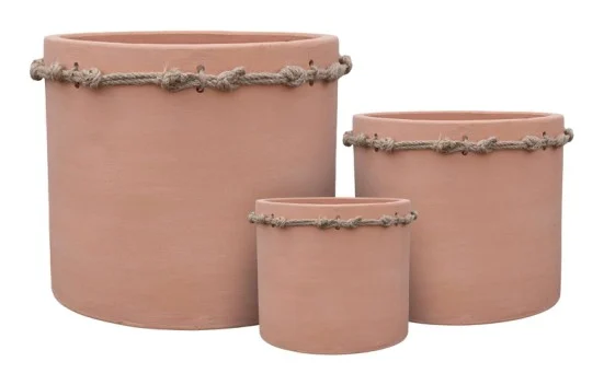 3-Piece Rope-Detail Terracotta Decorative Pot Set complete set