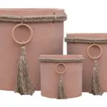 3-Piece Rope-Detail Terracotta Decorative Pot Set complete set