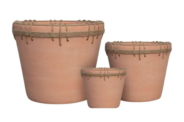 3-Piece Rope-Detail Terracotta Decorative Pot Set complete set