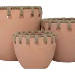 3-Piece Rope-Detail Terracotta Decorative Pot Set complete set