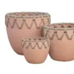 3-Piece Rope-Detail Terracotta Decorative Pot Set complete set