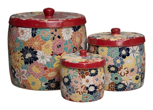 3-Piece Small Ceramic Decorative Pot Set — Complete Set 3-Piece Small Ceramic Decorative Pot Set complete set
