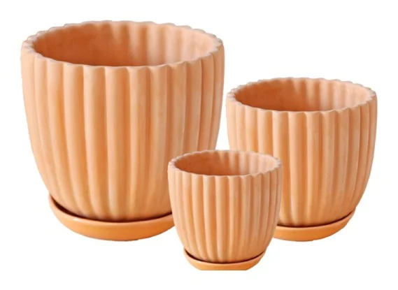 3-Piece Terracotta Decorative Pot Set — Complete Set 3-Piece Terracotta Decorative Pot Set complete set