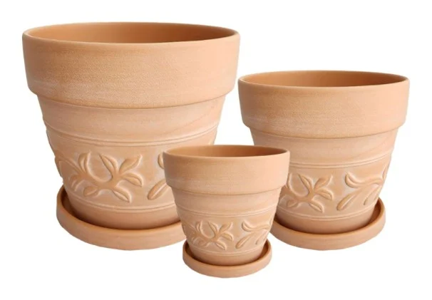 3-Piece Terracotta Decorative Pot Set — Complete Set 3-Piece Terracotta Decorative Pot Set complete set