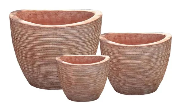 3-Piece Terracotta Decorative Pot Set — Complete Set 3-Piece Terracotta Decorative Pot Set complete set