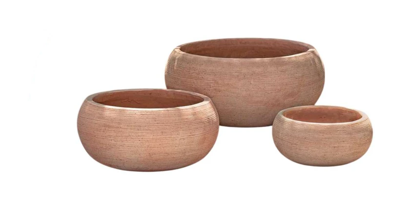 3-Piece Terracotta Decorative Pot Set — Complete Set 3-Piece Terracotta Decorative Pot Set complete set
