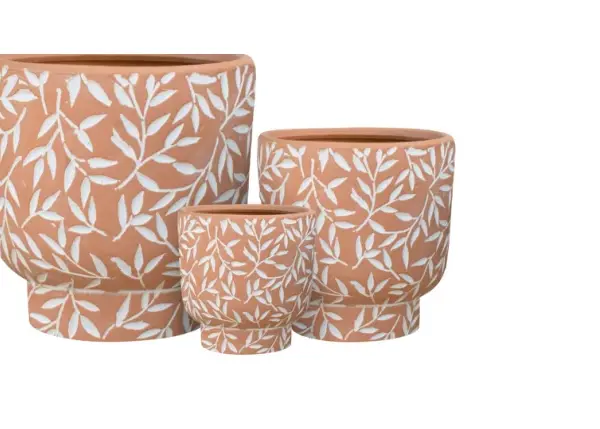 3-Piece Washed Terracotta Decorative Pot Set complete set