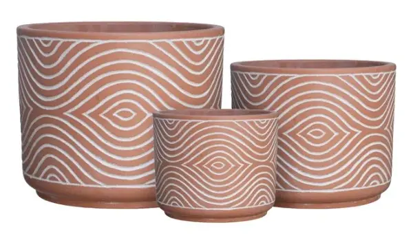 3-Piece Washed Terracotta Decorative Pot Set complete set