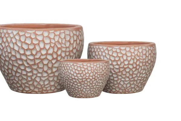 3-Piece Washed Terracotta Decorative Pot Set complete set