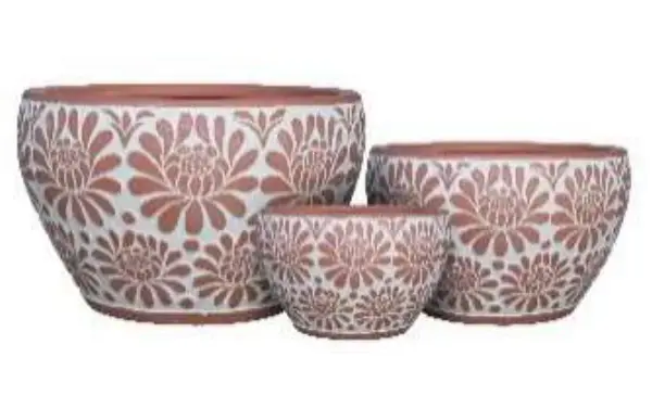3-Piece Washed Terracotta Decorative Pot Set complete set