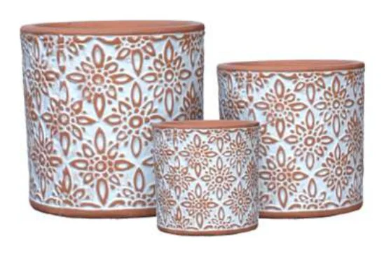 3-Piece Washed Terracotta Decorative Pot Set complete set