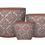 3-Piece Washed Terracotta Decorative Pot Set complete set