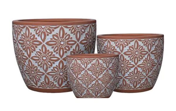 3-Piece Washed Terracotta Decorative Pot Set complete set