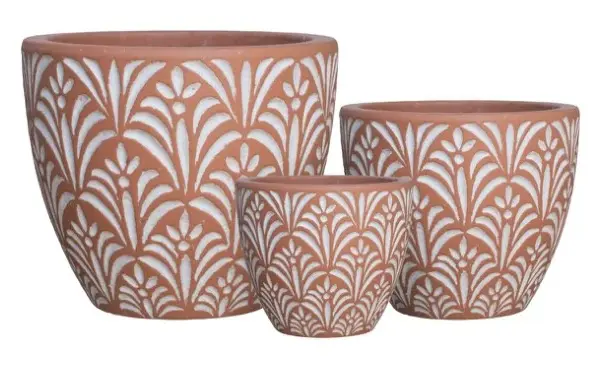3-Piece Washed Terracotta Decorative Pot Set complete set