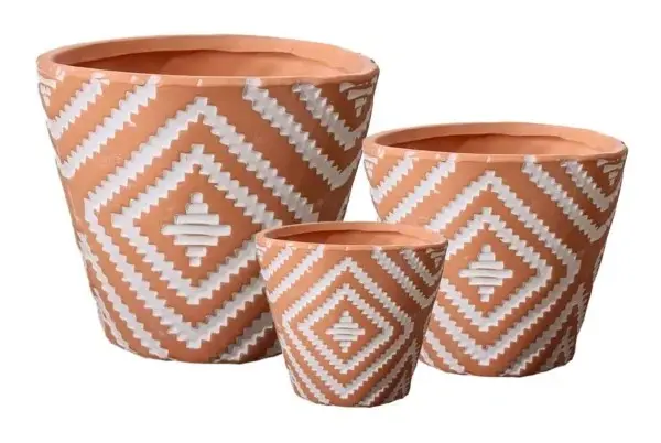 3-Piece Washed Terracotta Decorative Pot Set complete set