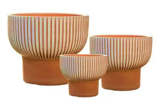 3-Piece Washed Terracotta Decorative Pot Set complete set