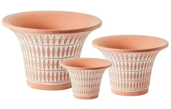 3-Piece Washed Terracotta Decorative Pot Set complete set