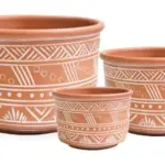 3-Piece Washed Terracotta Decorative Pot Set complete set