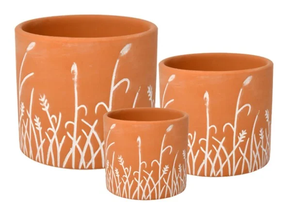 3-Piece Washed Terracotta Decorative Pot Set complete set