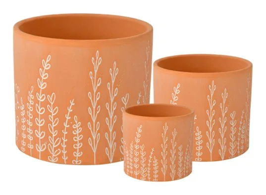 3-Piece Washed Terracotta Decorative Pot Set complete set