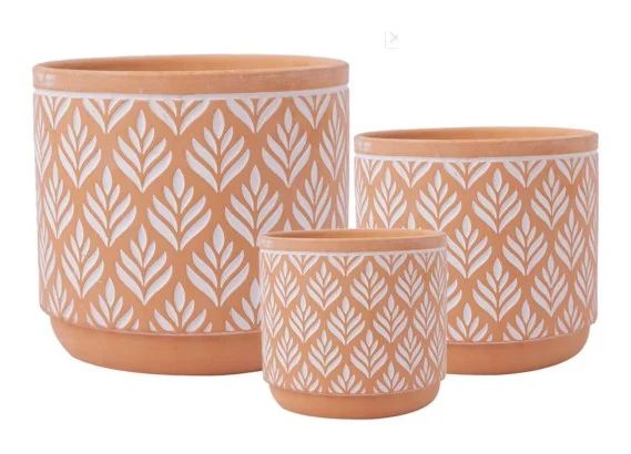 3-Piece Washed Terracotta Decorative Pot Set complete set