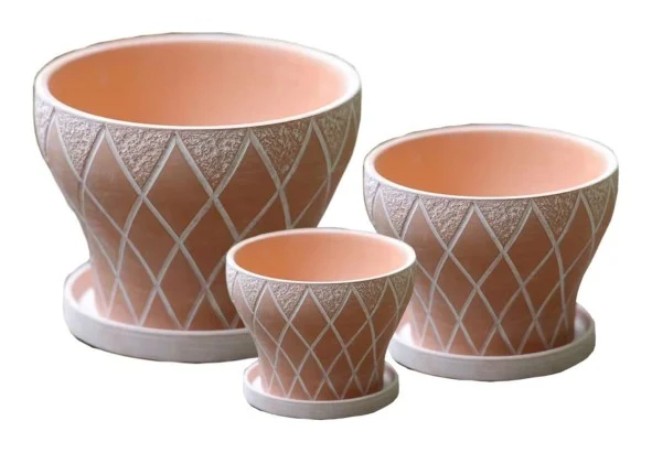 3-Piece Washed Terracotta Decorative Pot Set complete set