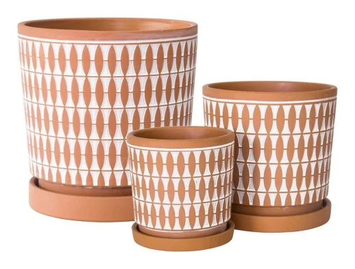 3-Piece Washed Terracotta Decorative Pot Set complete set