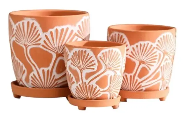 3-Piece Washed Terracotta Decorative Pot Set complete set