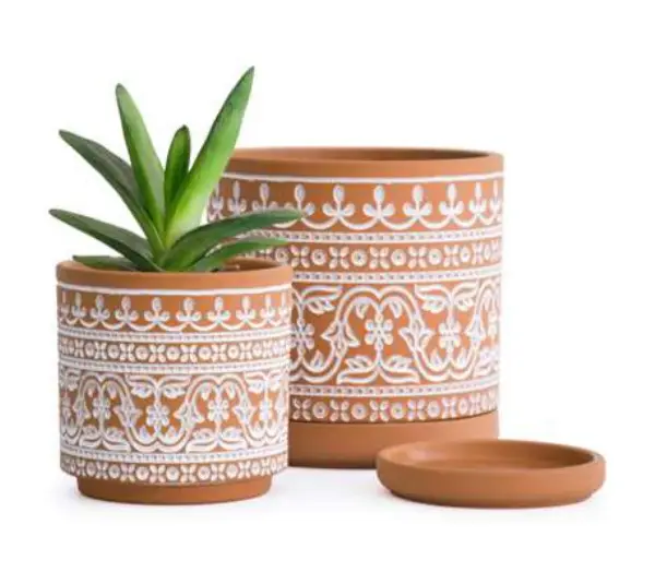 3-Piece Washed Terracotta Decorative Pot Set complete set