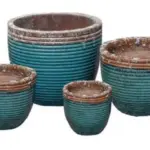4-Piece Antique-Finish Earthenware Decorative Pot Set complete set