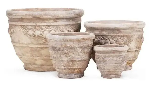 4-Piece Antique-Finish Terracotta Decorative Pot Set complete set