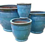 4-Piece Blue Earthenware Decorative Pot Set complete set