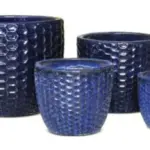 4-Piece Blue Earthenware Decorative Pot Set complete set