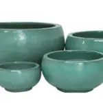 4-Piece Green Earthenware Decorative Pot Set complete set