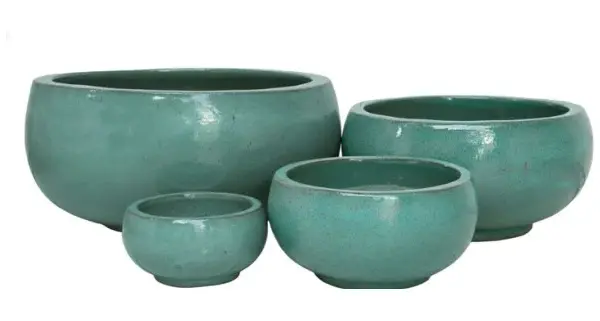 4-Piece Green Earthenware Decorative Pot Set complete set