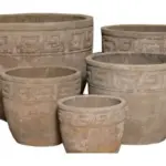 5-Piece Antique-Finish Terracotta Decorative Pot Set complete set