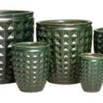 5-Piece Green Earthenware Decorative Pot Set complete set