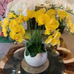 Aurelia Yellow & White Artificial Orchid Arch Arrangement
