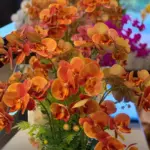 Ember Orange Artificial Orchid Arrangement