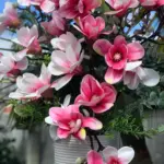 Magnolia Rose Pink Blossom Branch Statement Arrangement