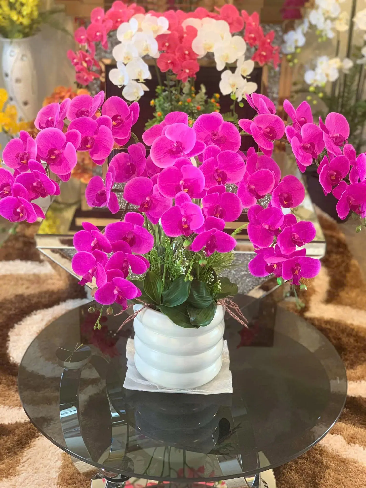 maribel-magenta-artificial-orchid-cascade-arrangement-oz-p-003381-01 Maribel Magenta Artificial Orchid Cascade Arrangement - Image 1