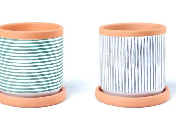 Painted Terracotta Decorative Pot complete set