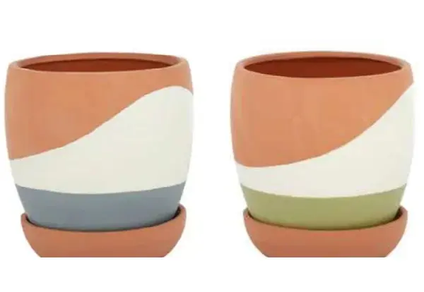 Painted Terracotta Decorative Pot complete set