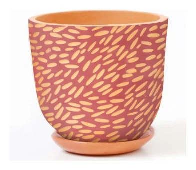 Painted Terracotta Decorative Pot complete set