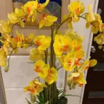 Saffron Yellow Artificial Orchid Tower Arrangement